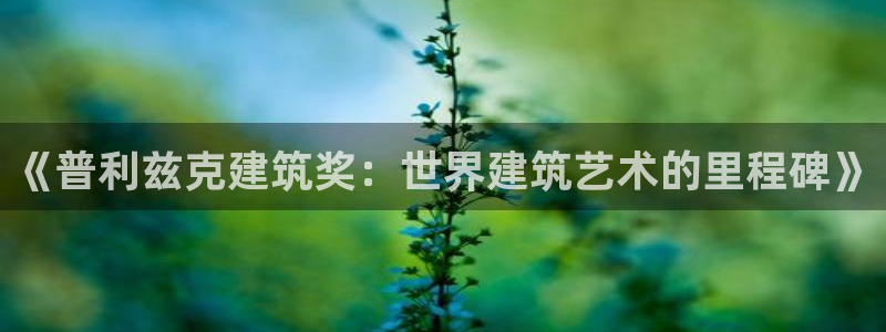 顺盈娱乐解答7276o：《普利兹克建筑奖：世界建筑艺术的里程碑》